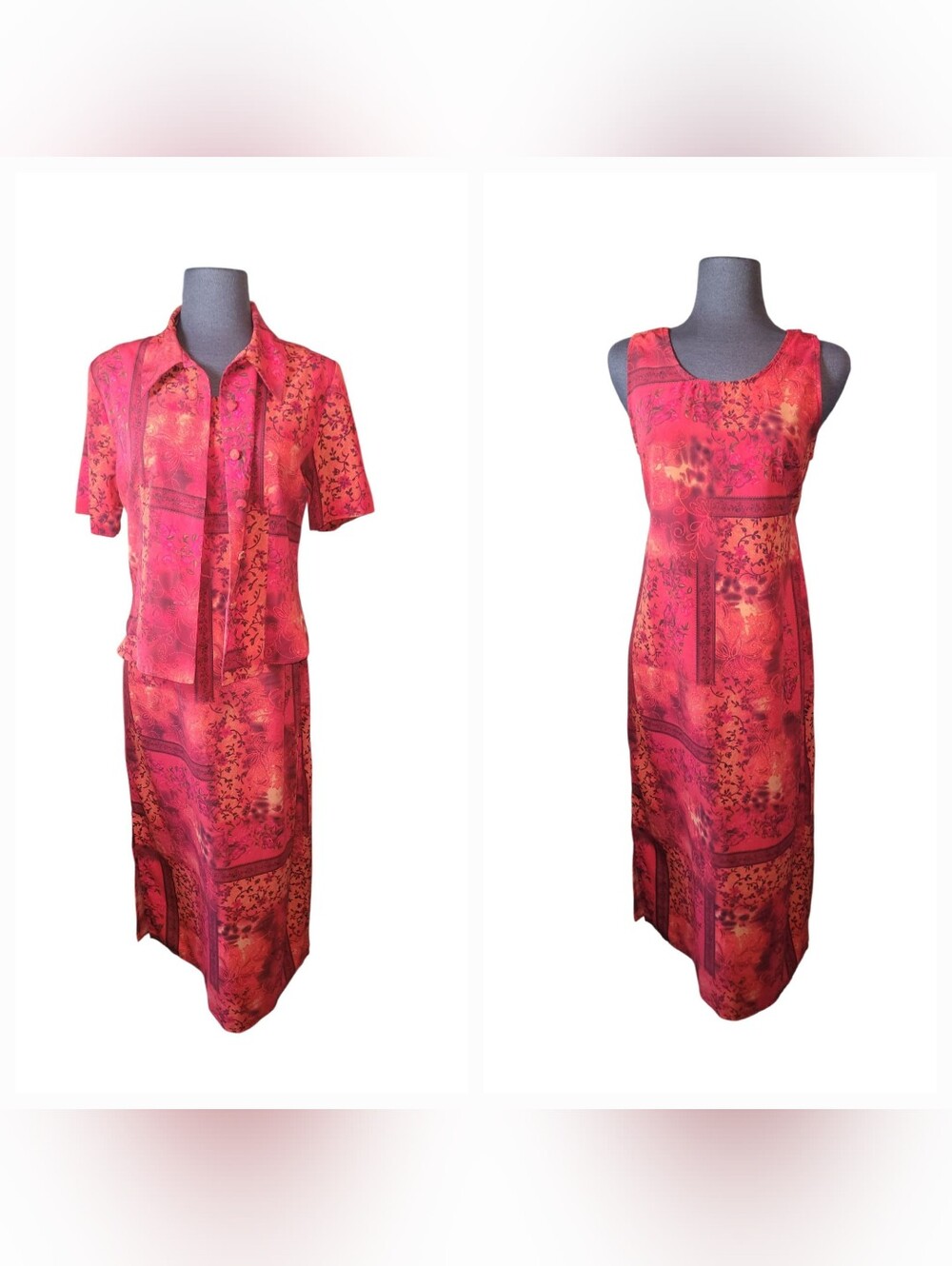 Vintage K Studio 90s Maxi Dress With Matching Top/Jacket Retro Y2K Boho